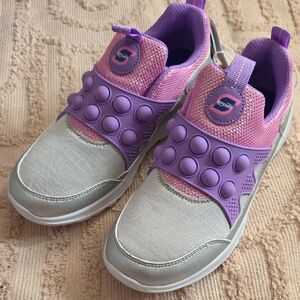 Skechers Kids Silver, Purple And Pink Sport Pops Sneakers, Girls, Size 2, NWT